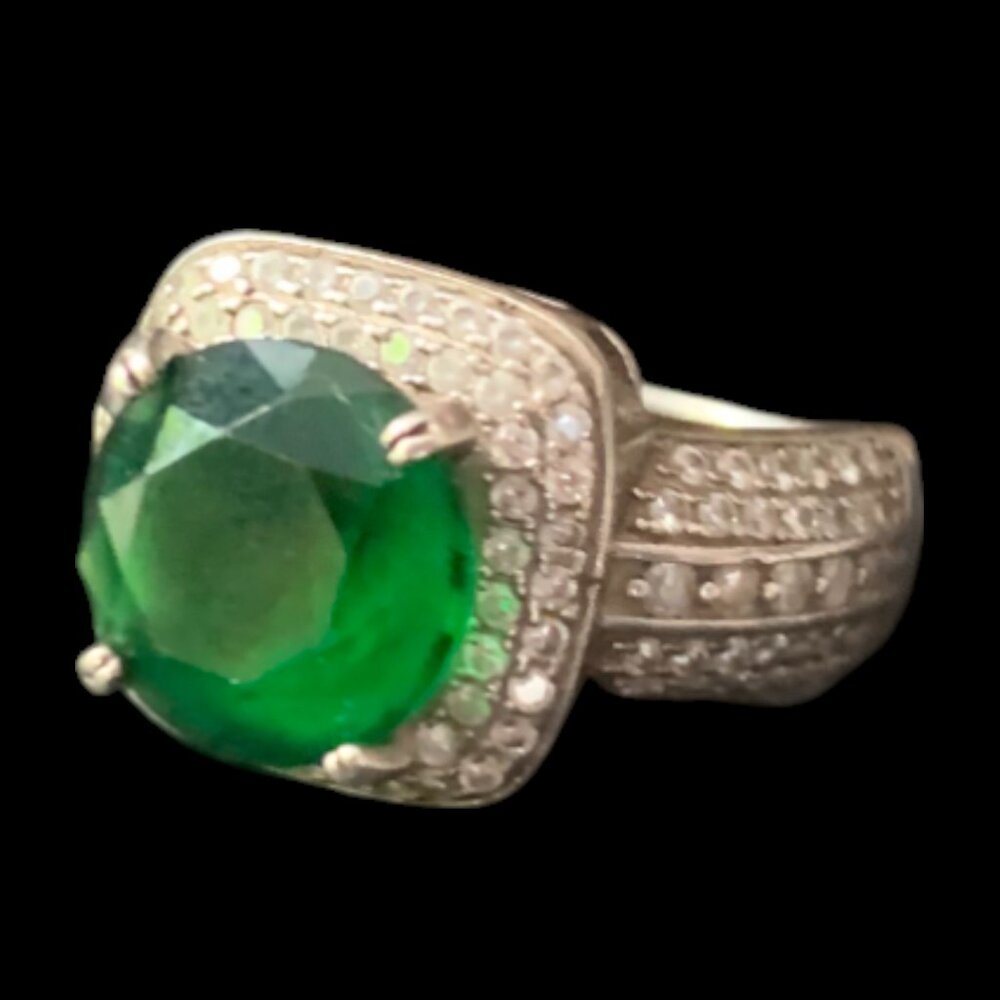 925 Sterling Silver Emerald Ring - image 1